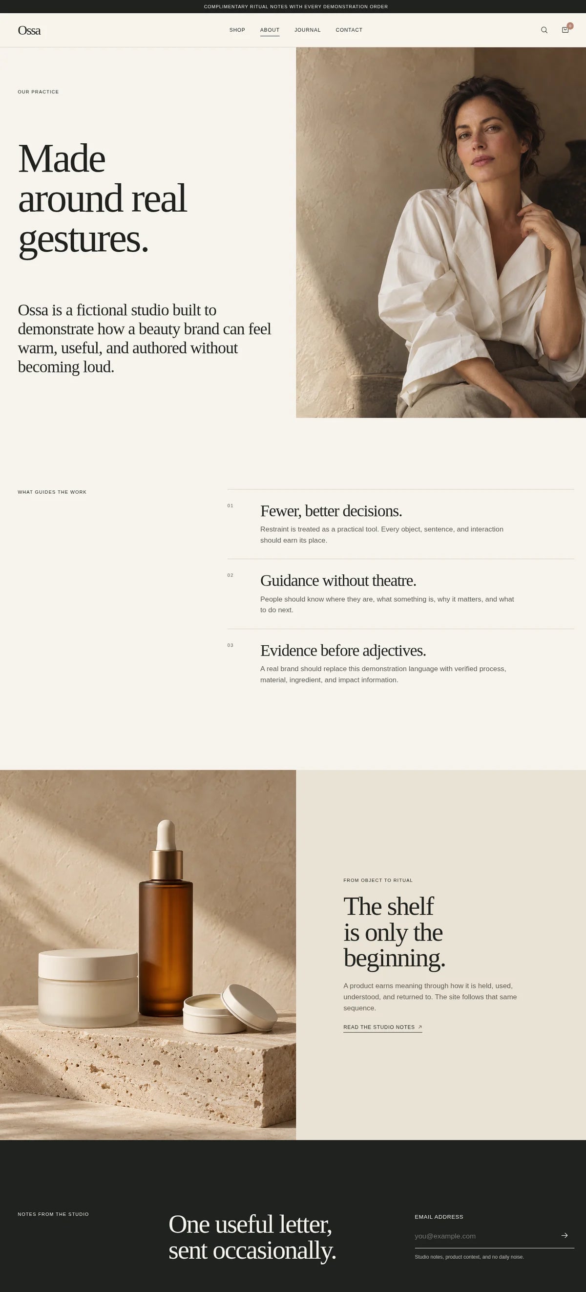 Ossa template — desktop About page
