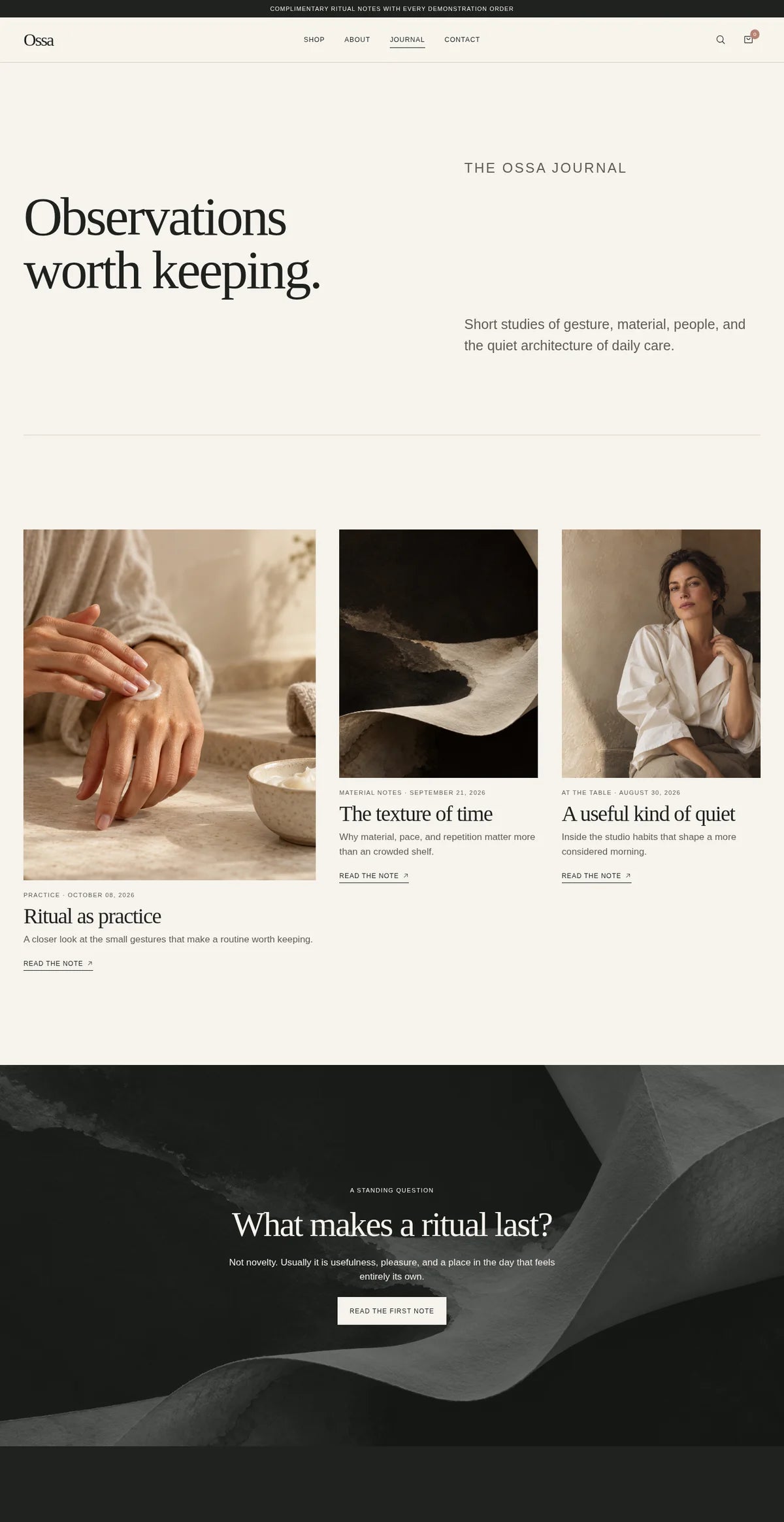 Ossa template — desktop journal index