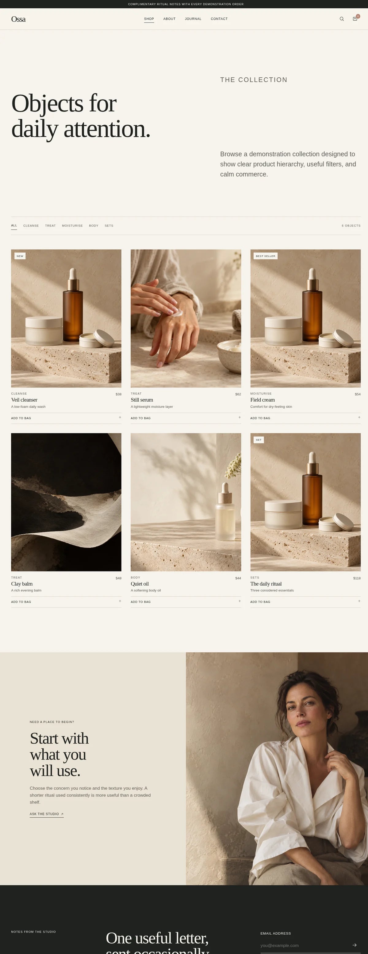 Ossa template — desktop demonstration product catalog